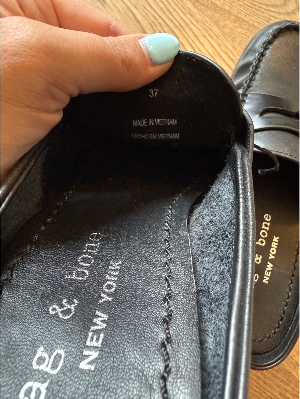 rag & bone Women's Size 7 Black Leather Loafers Slip-Ons - Picture 10 of 10